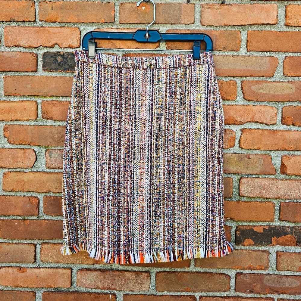 Chelsea & Theodore Tweed Fringe Pencil Skirt – Size 6 - Picture 13 of 15
